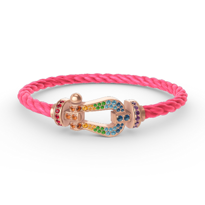 [Lucky Star]FORCE LARGE HORSESHOE  COLORED DIAMOND BRACELET ROSE GOLD
