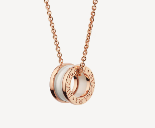 [Lucky Star]ZERO 1 WHITE CERAMIC PINK GOLD NECKLACE