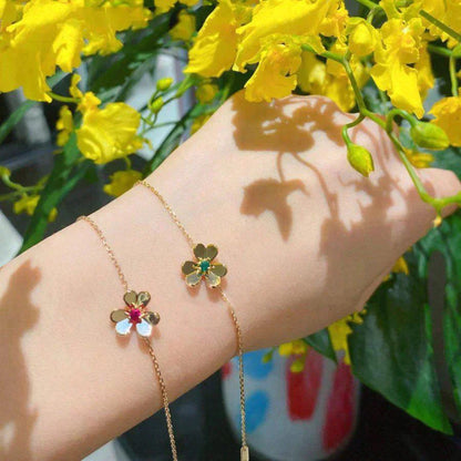 [Lucky Star]FRIVOLE GOLD FLOWER PINK MALACHITE BRACELET
