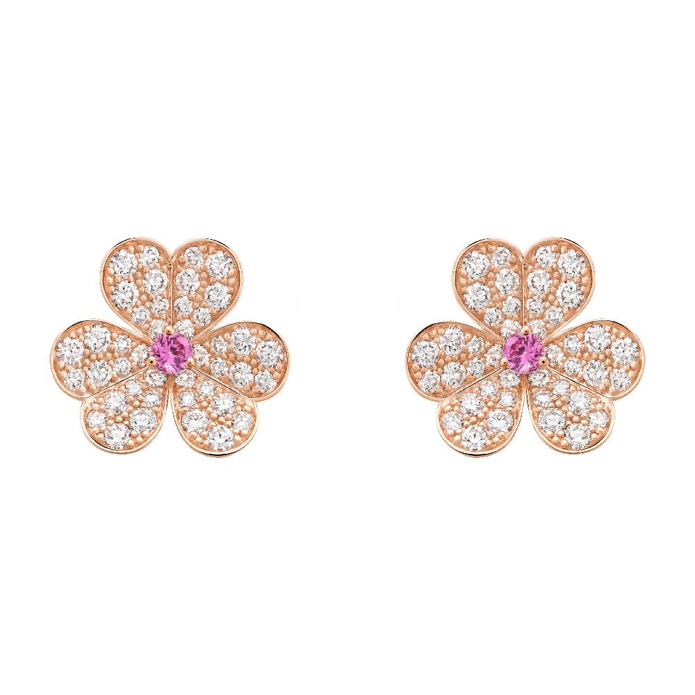 [Lucky Star]FRIVOLE PINK GOLD FLOWER DIAMOND EARRINGS