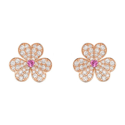 [Lucky Star]FRIVOLE PINK GOLD FLOWER DIAMOND EARRINGS