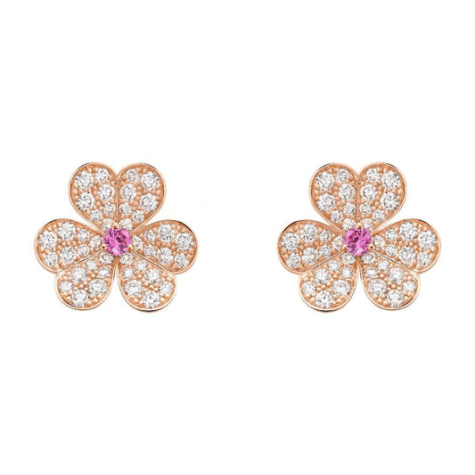 [Lucky Star]FRIVOLE PINK GOLD FLOWER DIAMOND EARRINGS