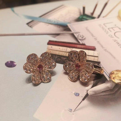 [Lucky Star]FRIVOLE PINK GOLD FLOWER DIAMOND EARRINGS