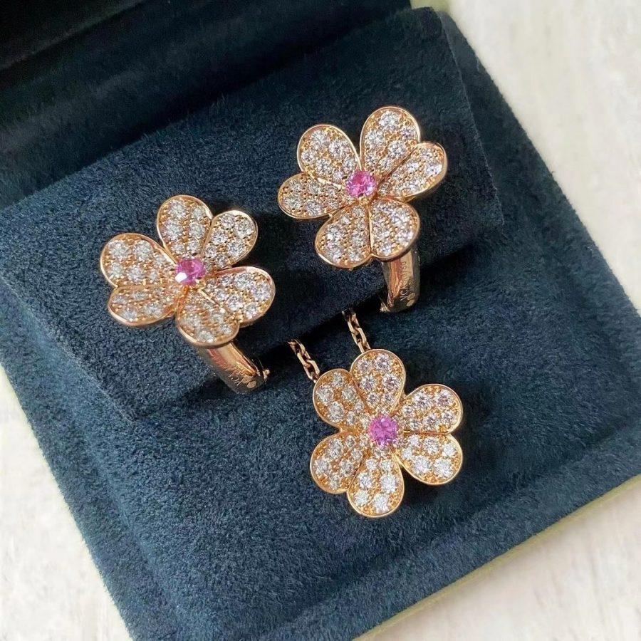 [Lucky Star]FRIVOLE ROSE GOLD FLOWER DIAMOND NECKLACE