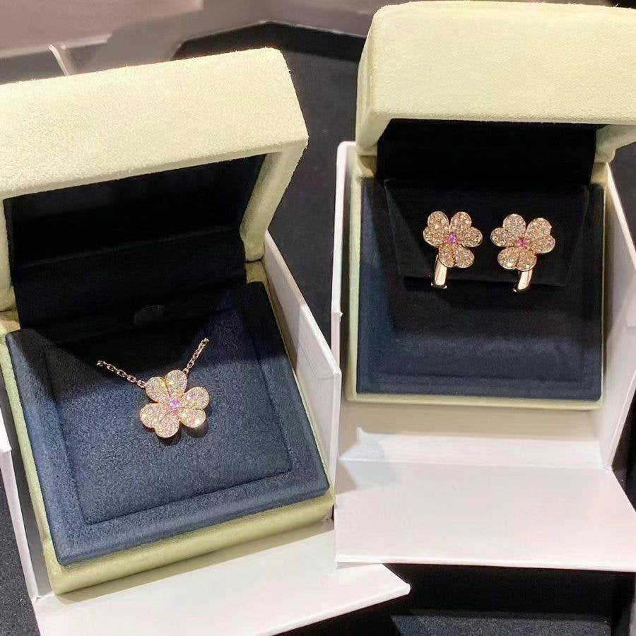 [Lucky Star]FRIVOLE ROSE GOLD FLOWER DIAMOND NECKLACE