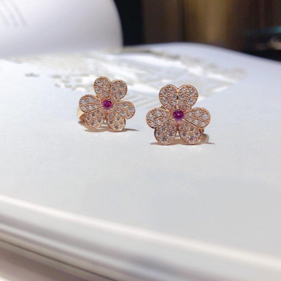 [Lucky Star]FRIVOLE PINK GOLD FLOWER DIAMOND EARRINGS