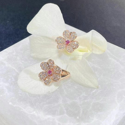 [Lucky Star]FRIVOLE PINK GOLD FLOWER DIAMOND EARRINGS