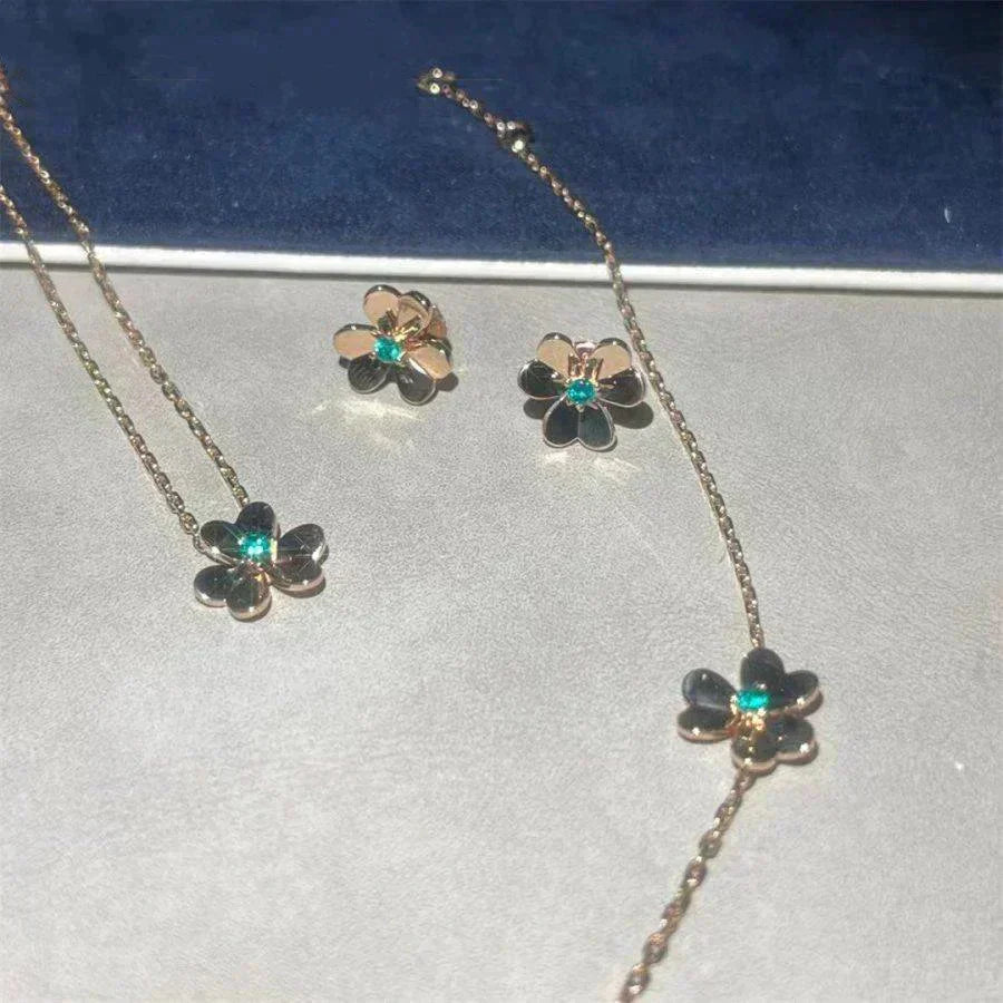 [Lucky Star]FRIVOLE  FLOWER MALACHITE EARRINGS