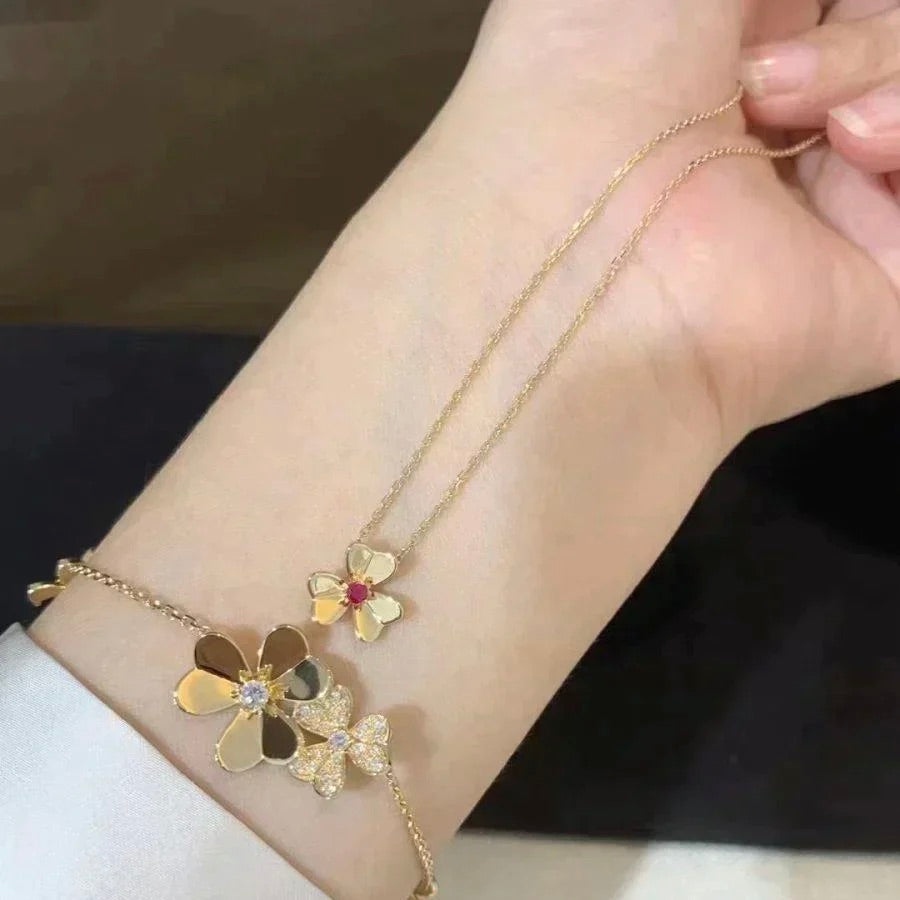 [Lucky Star]FRIVOLE GOLD FLOWER NECKLACE