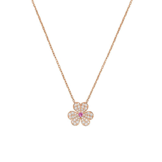 [Lucky Star]FRIVOLE ROSE GOLD FLOWER DIAMOND NECKLACE