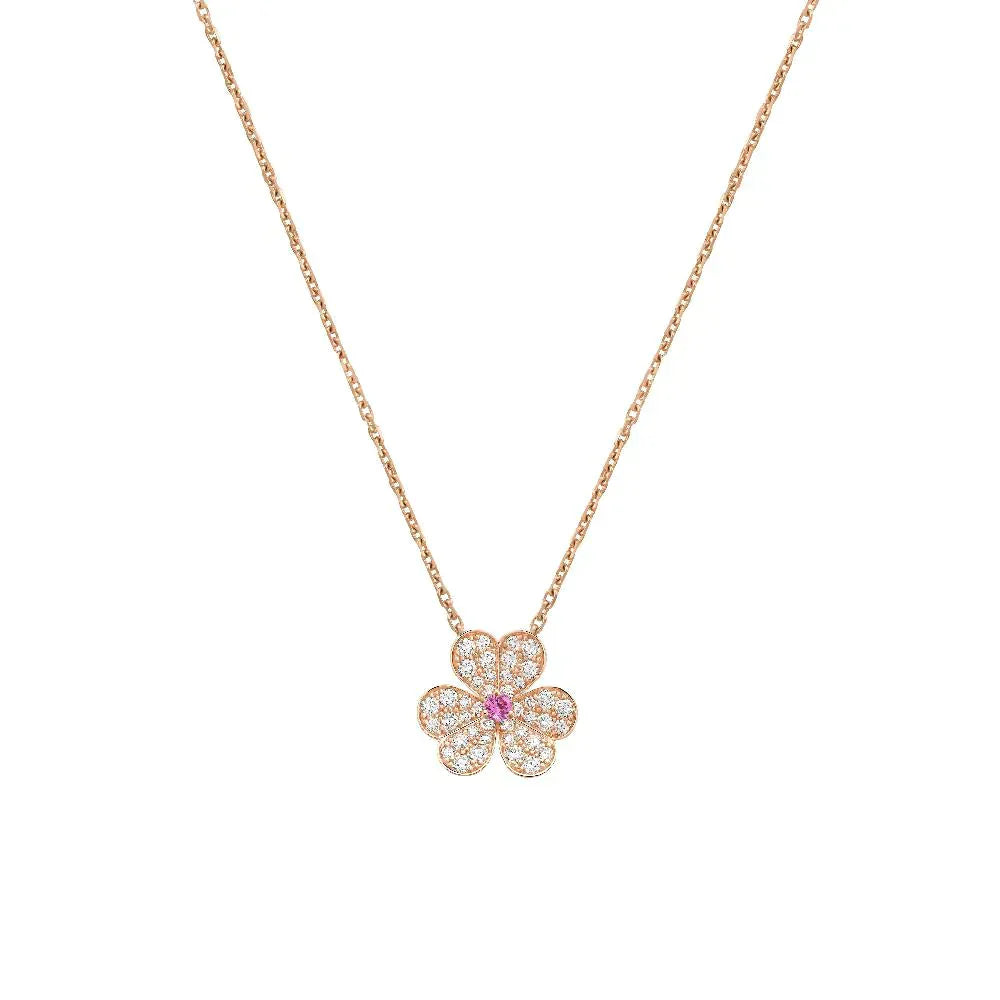 [Lucky Star]FRIVOLE ROSE GOLD FLOWER DIAMOND NECKLACE