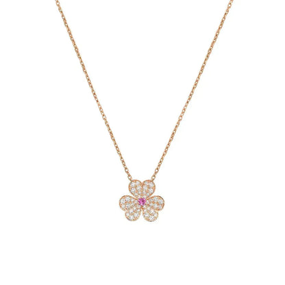 [Lucky Star]FRIVOLE ROSE GOLD FLOWER DIAMOND NECKLACE