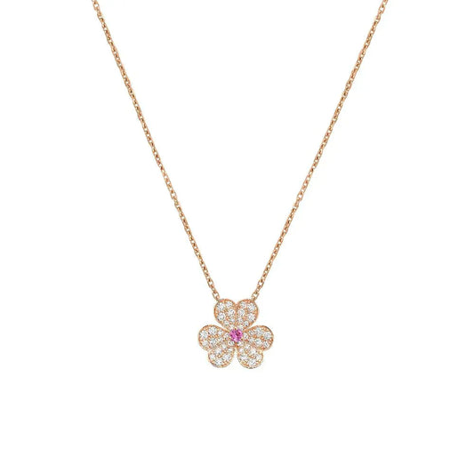 [Lucky Star]FRIVOLE ROSE GOLD FLOWER DIAMOND NECKLACE