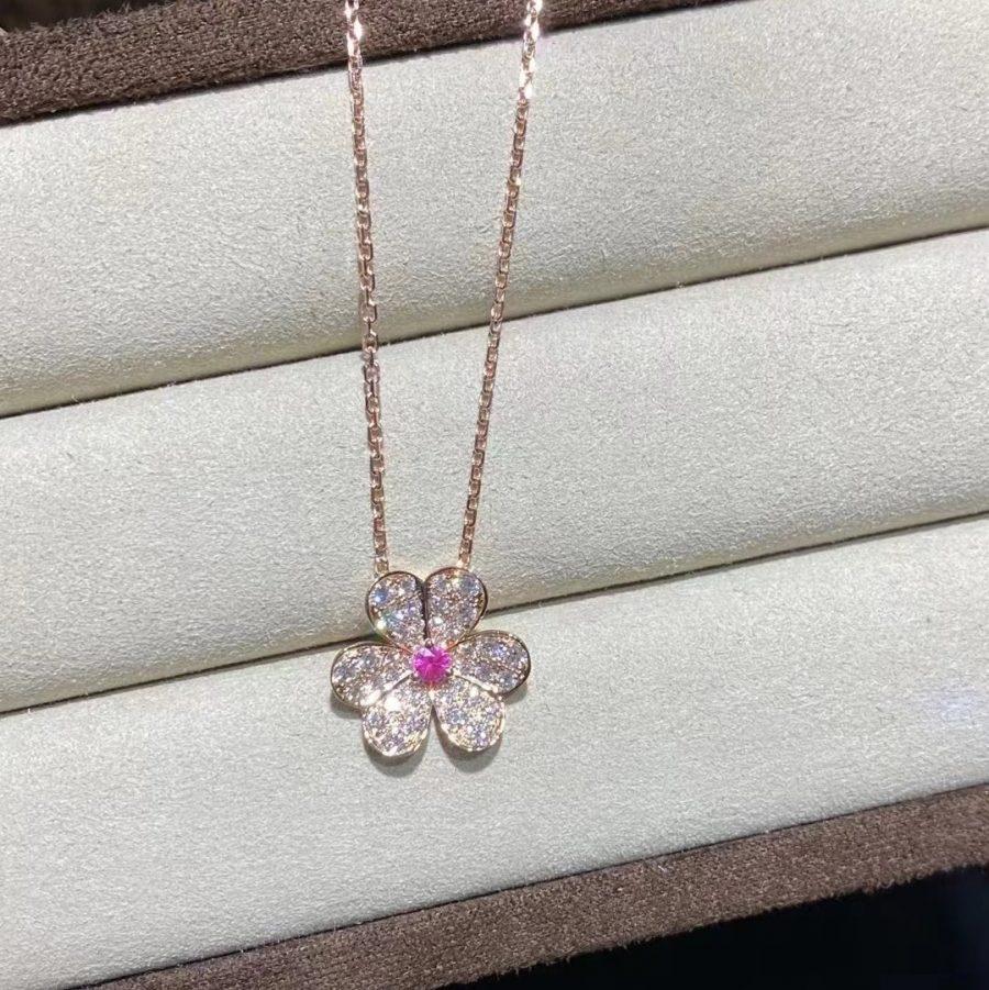 [Lucky Star]FRIVOLE ROSE GOLD FLOWER DIAMOND NECKLACE
