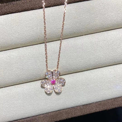 [Lucky Star]FRIVOLE ROSE GOLD FLOWER DIAMOND NECKLACE
