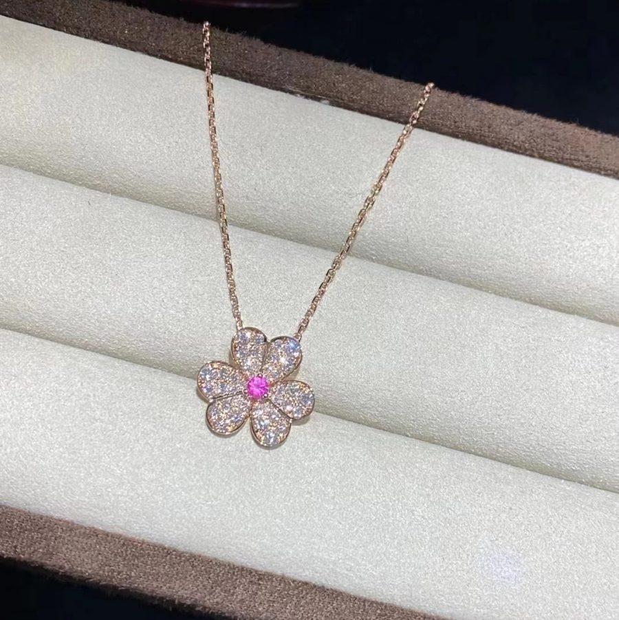 [Lucky Star]FRIVOLE ROSE GOLD FLOWER DIAMOND NECKLACE