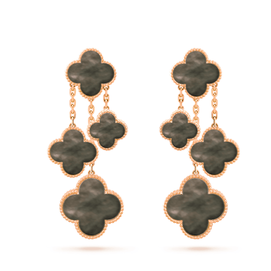 [Lucky Star]CLOVER EARRINGS DARK MOP 4 MOTIFS ROSE GOLD