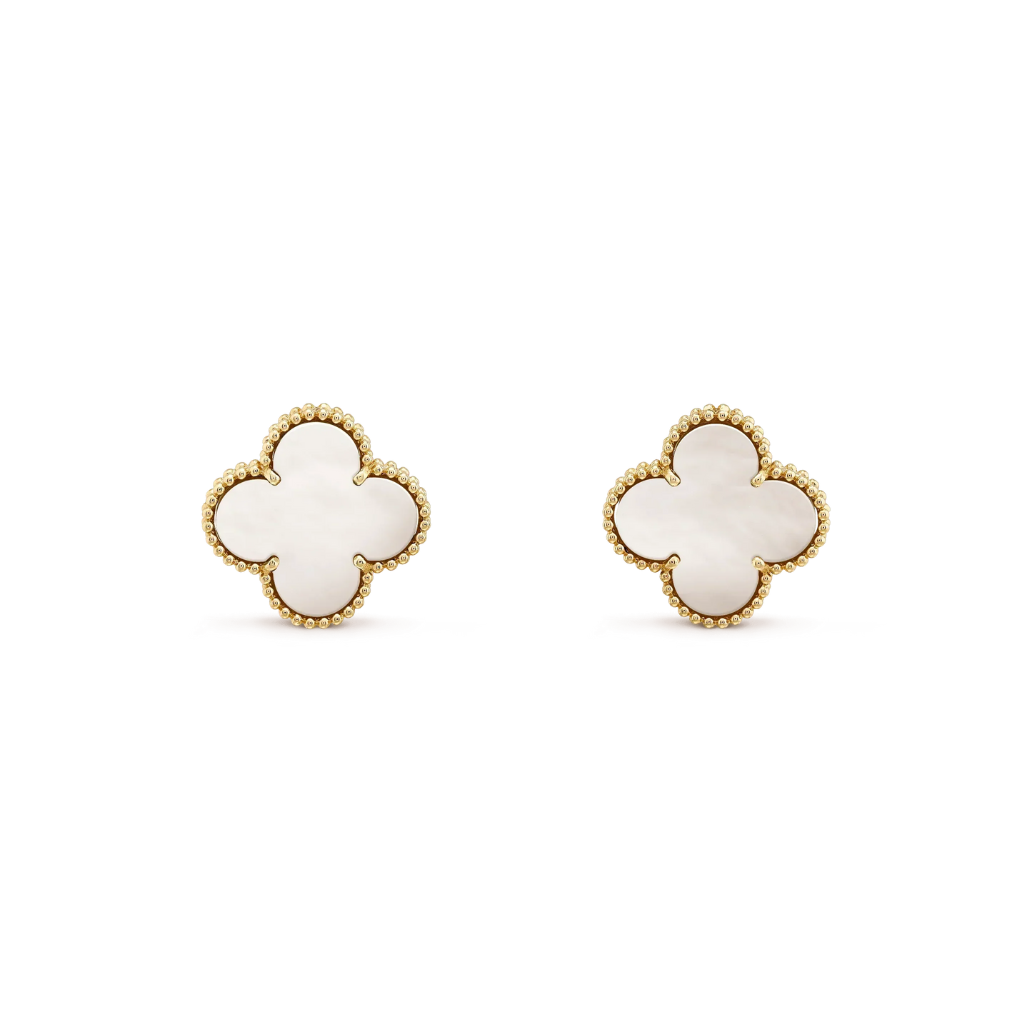 [Lucky Star]CLOVER MEDIUM 1 MOTIFS  WHITE MOP STUD EARRINGS
