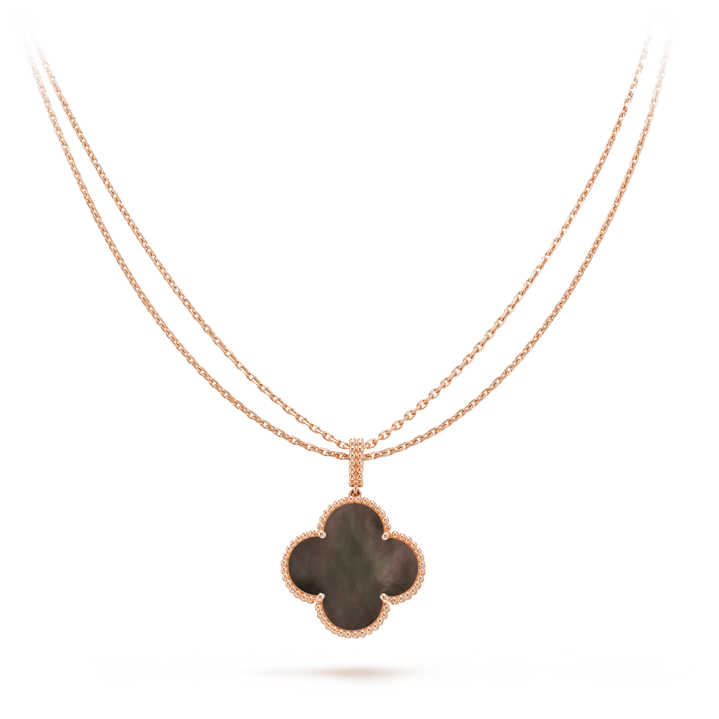 [Lucky Star]CLOVER 25MM GOLD DARK MOP BIG CLOVER NECKLACE