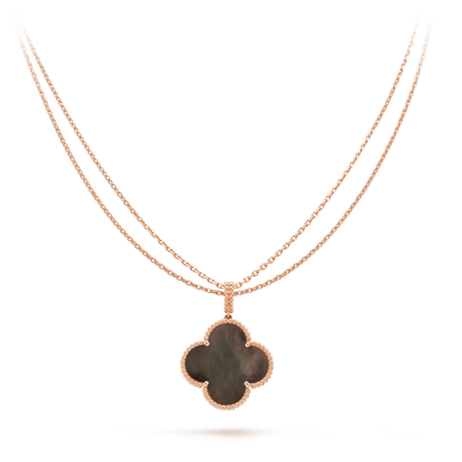 [Lucky Star]CLOVER 25MM GOLD DARK MOP BIG CLOVER NECKLACE