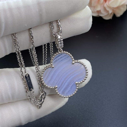 [Lucky Star]CLOVER SILVER CHALCEDONY BIG CLOVER NECKLACE