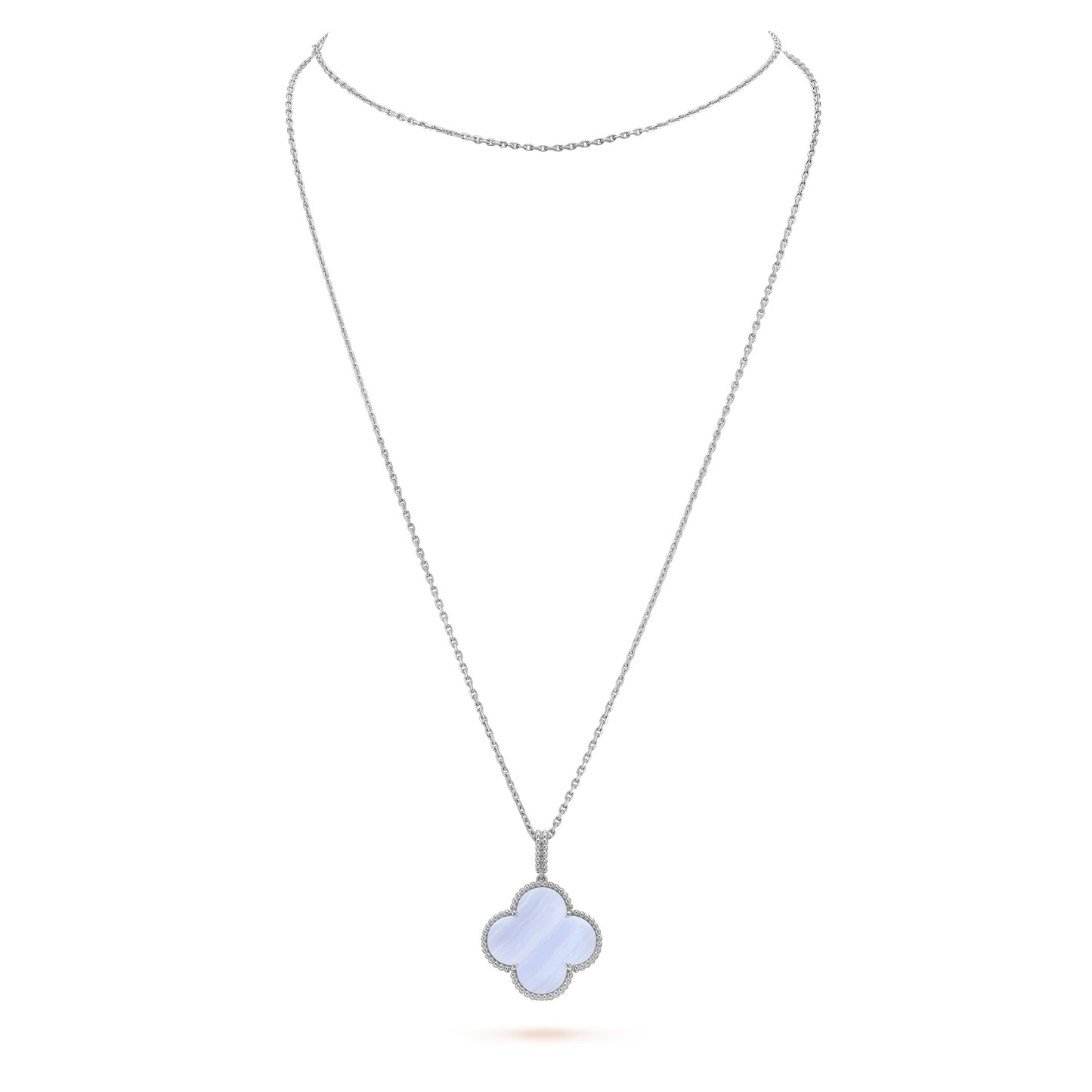 [Lucky Star]CLOVER SILVER CHALCEDONY BIG CLOVER NECKLACE