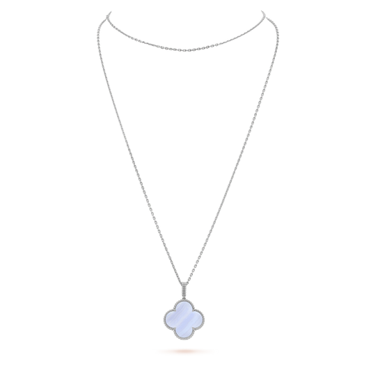 [Lucky Star]CLOVER SILVER CHALCEDONY BIG CLOVER NECKLACE
