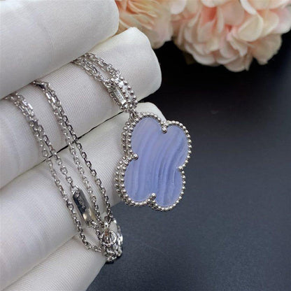 [Lucky Star]CLOVER SILVER CHALCEDONY BIG CLOVER NECKLACE