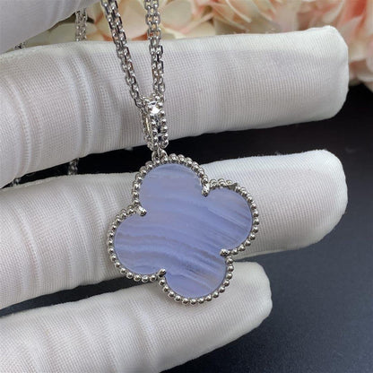 [Lucky Star]CLOVER SILVER CHALCEDONY BIG CLOVER NECKLACE