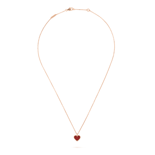 [Lucky Star]SWEET CLOVER CARNELIAN HEART NECKLACE