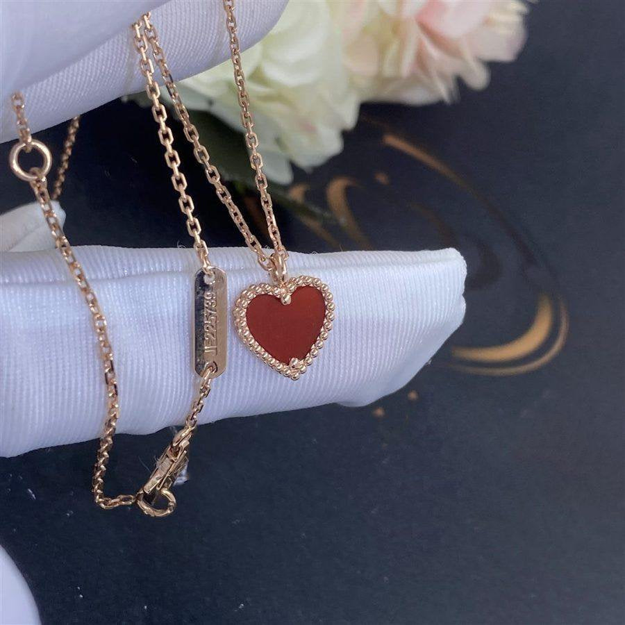 [Lucky Star]SWEET CLOVER CARNELIAN HEART NECKLACE