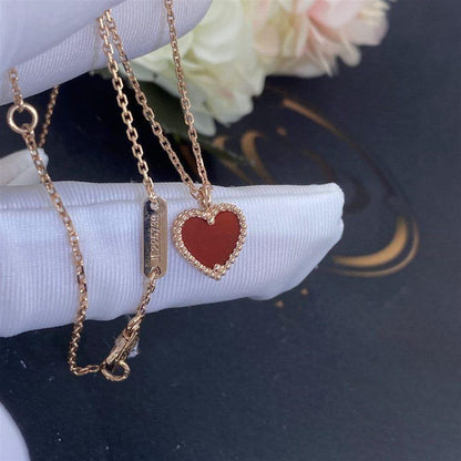 [Lucky Star]SWEET CLOVER CARNELIAN HEART NECKLACE