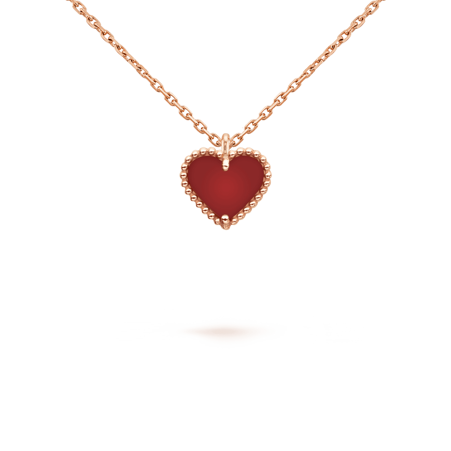[Lucky Star]SWEET CLOVER CARNELIAN HEART NECKLACE