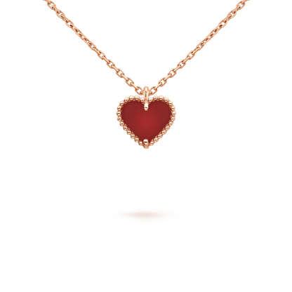 [Lucky Star]SWEET CLOVER CARNELIAN HEART NECKLACE