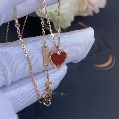 [Lucky Star]SWEET CLOVER CARNELIAN HEART NECKLACE