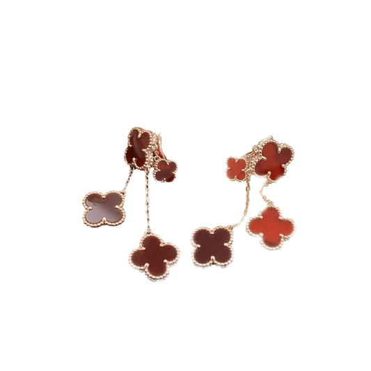 [Lucky Star]CLOVER EARRINGS CARNELIAN 4 MOTIFS PINK GOLD