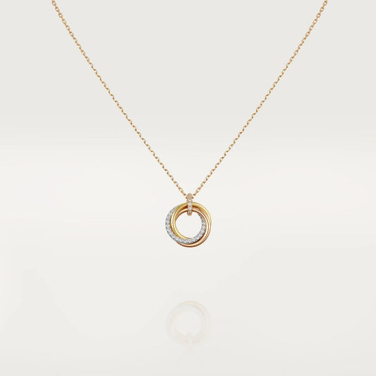 [Lucky Star]TRINITY NECKLACE SILVER GOLD PINK GOLD DIAMONDS