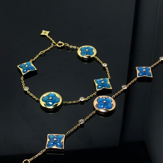 [Lucky Star]STAR AND SUN 4 MOTIF BLUE BRACELET