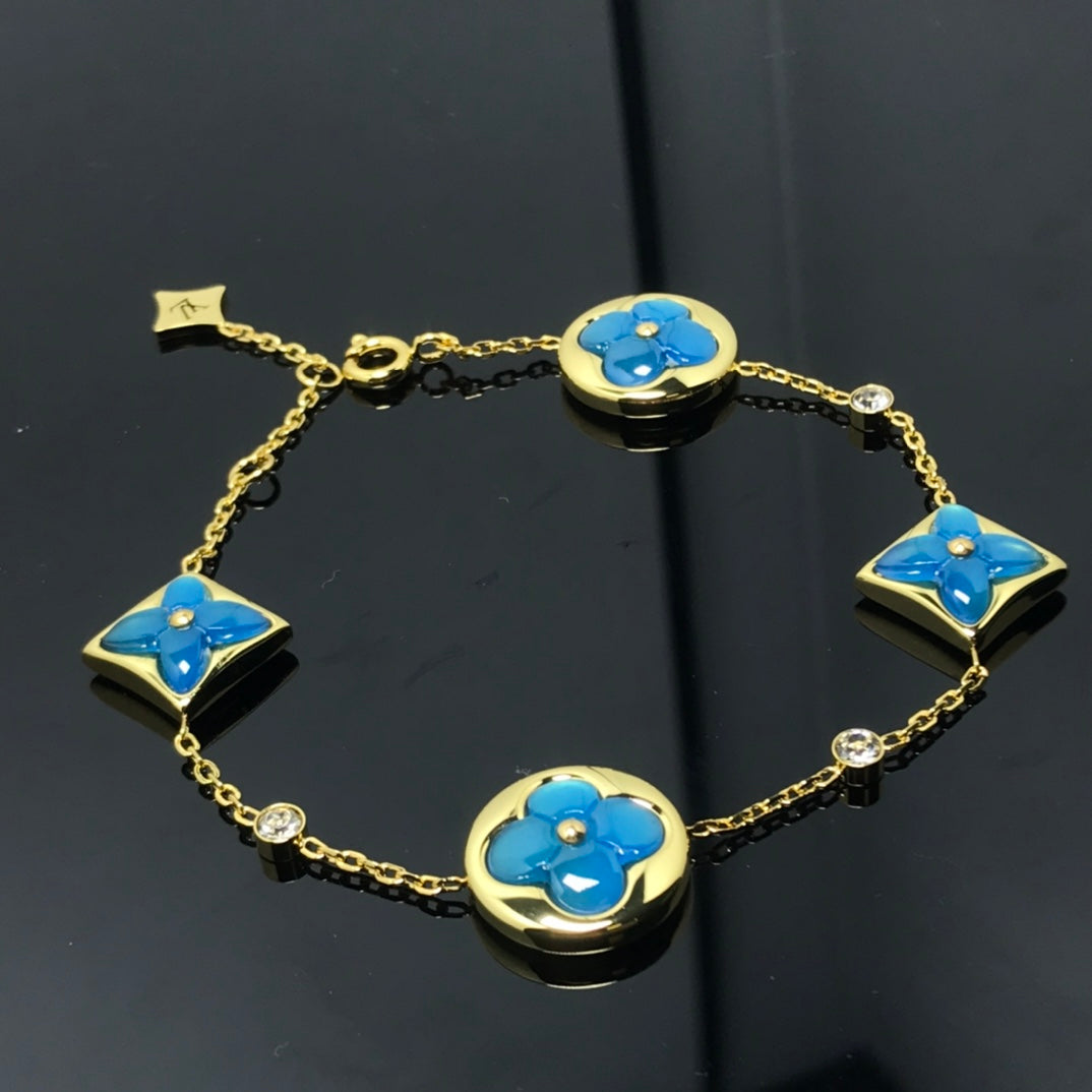 [Lucky Star]STAR AND SUN 4 MOTIF BLUE BRACELET