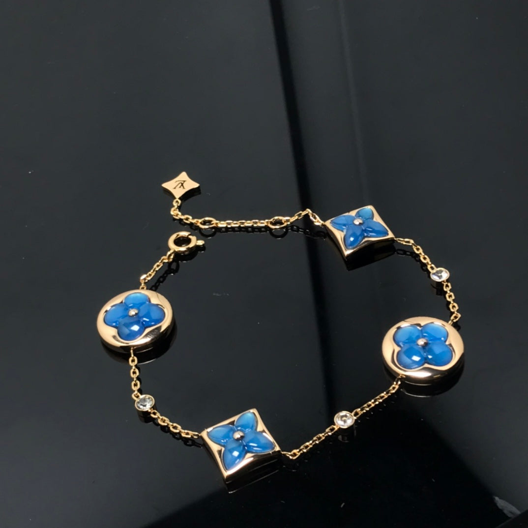 [Lucky Star]STAR AND SUN 4 MOTIF BLUE BRACELET