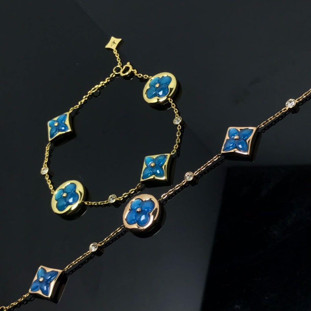 [Lucky Star]STAR AND SUN 4 MOTIF BLUE BRACELET