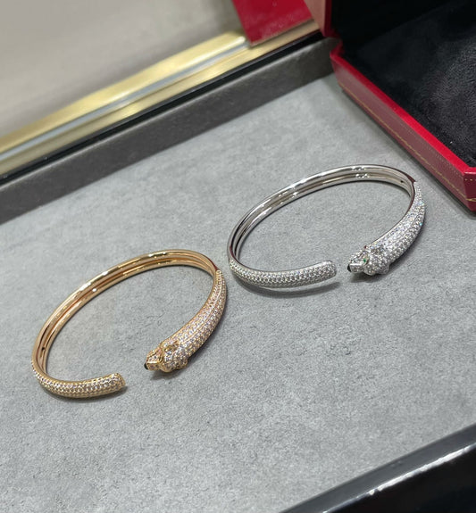 [Lucky Star]PANTHERE FULL DIAMOND OPEN BRACELET