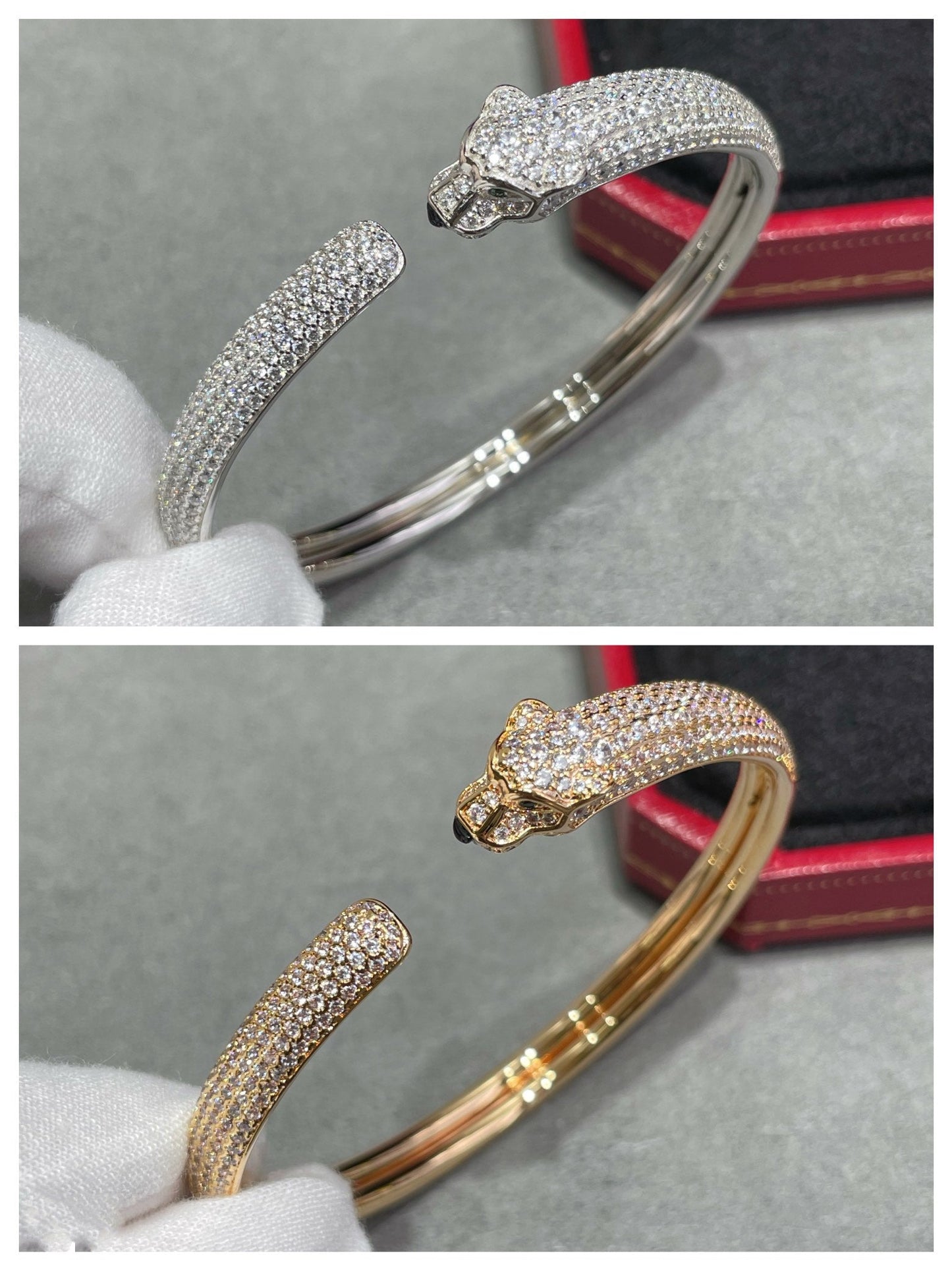 [Lucky Star]PANTHERE FULL DIAMOND OPEN BRACELET