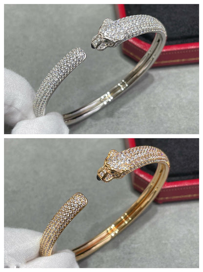 [Lucky Star]PANTHERE FULL DIAMOND OPEN BRACELET