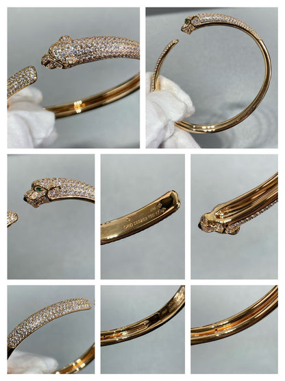 [Lucky Star]PANTHERE FULL DIAMOND OPEN BRACELET