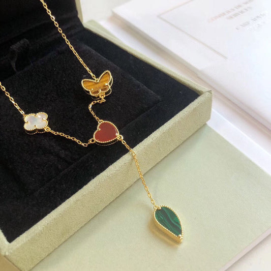 [Lucky Star]LUCKY SPRING 4 MOTIFS ROSE GOLD NECKLACE
