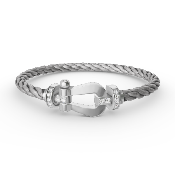 [Lucky Star]FORCE LARGE HORSESHOE HALF DIAMOND BRACELET SILVER