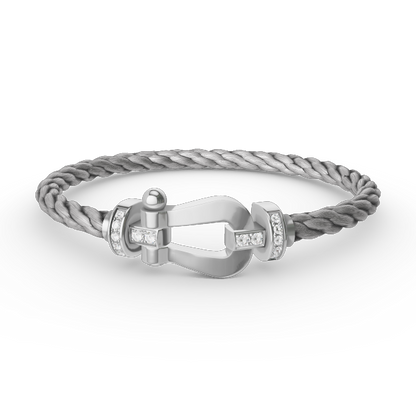 [Lucky Star]FORCE LARGE HORSESHOE HALF DIAMOND BRACELET SILVER