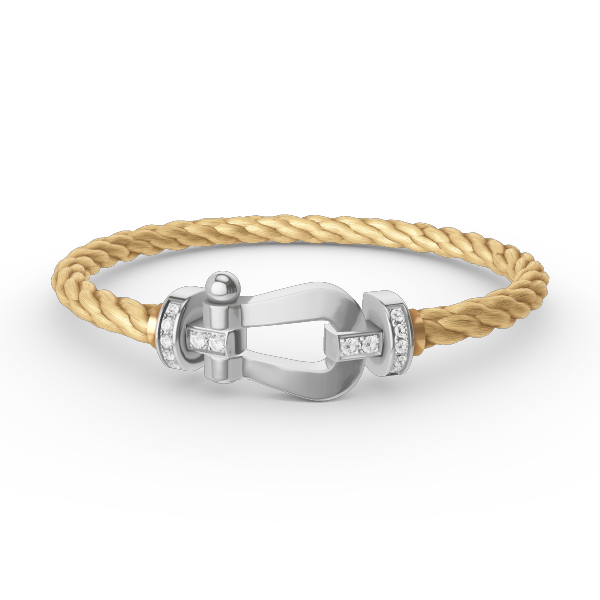 [Lucky Star]FORCE LARGE HORSESHOE HALF DIAMOND BRACELET SILVER
