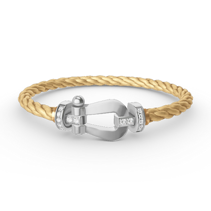 [Lucky Star]FORCE LARGE HORSESHOE HALF DIAMOND BRACELET SILVER